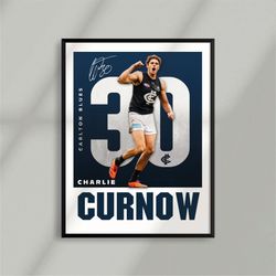 Sport Design - Charlie Curnow, Carlton Blues, Australian Football - Poster - Print - Digital