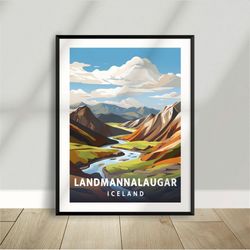 landmannalaugar iceland landscape - poster - minimalist nature poster - travel print - nature wall art