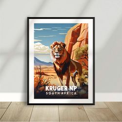 Minimalist Lion - Poster Illustration Design - Kruger National Park - Animal - Travel Print Poster Digital
