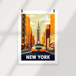 New York City - Taxi - Cab - Poster - Minimalist Nature Poster - Travel Print - Nature Wall Art - Illustrration