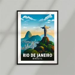 Cristo Corcovado Redentor - Brazil - Rio De Janeiro - National Park Poster - Minimalist Nature Poster - Travel Print - N