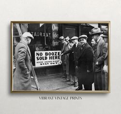prohibition wall art, black and white art, no booze sold here, vintage wall art, bar wall decor