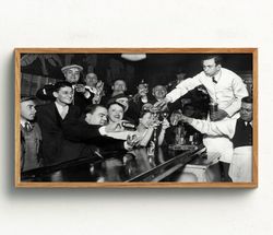 samsung frame tv art, end of prohibition, black and white, vintage wall art, bar wall decor, man cave decor