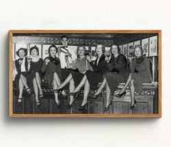 women at bar, samsung frame tv art, black and white art, prohibition wall art, vintage wall art, bar wall decor