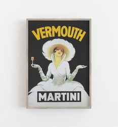 vermouth martini print, vintage poster, beverage wall art, bar wall decor, boho wall decor, digital download, printable