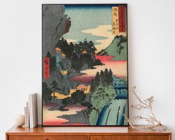 Traditional Japanese Poster, Utagawa Hiroshige Woodblock Print for Asian Home Decor, Japanese Mountain Painting