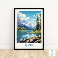 Jasper National Park Print Art Print Travel Print  Home Dcor Poster Gift  Digital Illustration Artwork  Birthday Present
