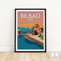 Bilbao Spain Art Print  Wall Art Poster  Guggenheim Museum Bilbao  Spanish Travel Poster  Home Decor  Framed & Unframed