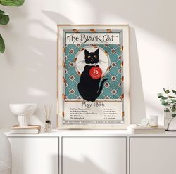 The Black Cat May 1896 Magazine Poster, Vintage Magazine Cat Poster, Retro Cats Print, Funny Cats poster, Retro cat Post