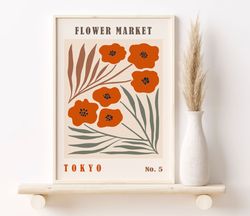 Flower Market Poster, Tokyo Gallery wall Flower Market, Japan Vintage Flowers Poster, Flower Market Sign, Floral Wall Ar
