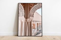 Indian Palace Wall Art, Jaipur Architecture Travel Poster, Living Room decor, Indian Vintage, Palace Royal Painting, Pos