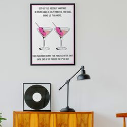 cocktail wall art, bar cart decor, bar cart art, happy hour print