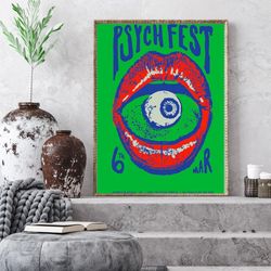 Psychedelic Poster  Retro Downloadable Print, Trendy Poster Print, Evil Eyes, Preppy Poster, Funky poster