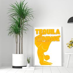 tequila sunrise, cocktail poster, bar cart art print, retro cocktail print, cocktail wall art, bar cart poster, eclectic