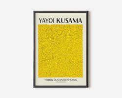 Yayoi Kusama Abstract Print, Yayoi Kusama Exhibition Art Print, Yellow Beige Wall Art, Famous Artist Print, Gallery Wall