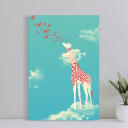 Head In The Clouds Giraffe Poster, Wall Art Canvas Print, Art Poster for Gift, Home Decor Poster, Love Gifts (No Frame)