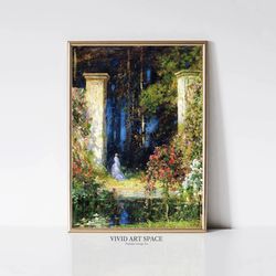 the old gateway  victorian garden art print  vintage landscape painting  rustic country print  printable wall art  digit