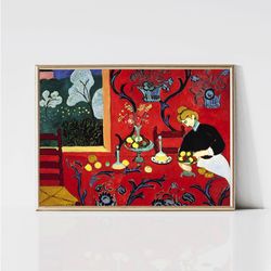 Henri Matisse Dessert Harmony in Red  Fauvist Woman Portrait Print  Modernist Interior Painting  Printable Wall Art  Dig