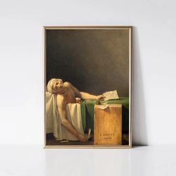 The Death of Marat, Jacques-Louis David  Classical Painting  Classic Art Print  Vintage Portrait  Printable Wall Art  Di