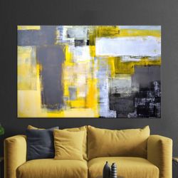 Canvas Art, Wall Art Canvas, Living Room Wall Art, Yellow And Gray Printing, Trendy Canvas, Contemporary Artwork, Yellow