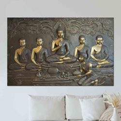 Buddha Statue Glass Decor, Buddhist Canvas Art, Tempered Glass, Modern Wall Table, Meditation 3D Canvas, Wall Art Decor,
