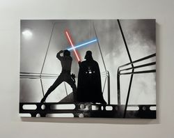 Contemporary Glass Art Wall Decor, Darth Vader Luke Skywalker Fight Glass Printing, Modern Canvas Decor, Starwars Wall A