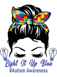 Light It Up Blue Autism Awareness Lamp Puzzle Messy Bun 32
