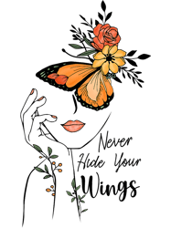Never Hide Your Wings Flowers and Butterflies Motivational