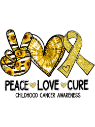 Peace Love Cure Childhood Cancer Awareness Shirt Gold Ribbon