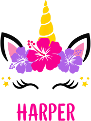1st Grade Squad Team Funny Back To School Girls Boys TeacherHARPER Personalized Pink and Purple Flower Unicorn Face,Png,