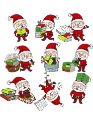Retro Santa Reading Books Christmas Librarian Book Lover, Png, Png For Shirt, Png Files For Sublimation, Digital Downloa