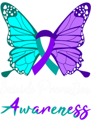 Suicide Prevention Awareness Butterfly Support Teal 2Purple, Png, Png For Shirt, Png Files For Sublimation, Digital Down