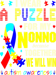 Wear Puzzle For Nonno Autism Awareness Together We Win, Png, Png For Shirt, Png Files For Sublimation, Digital Download,