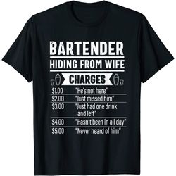 funny bartender gift women men charges bartending mixologist t-shirt