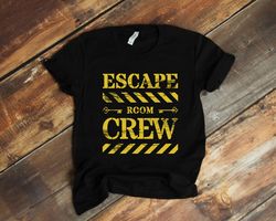matching escape room shirts, distressed escape room crew group shirts
