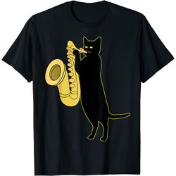 cat playing saxophone shirt cool wind instrument sax gift