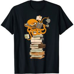 Reading Octopus, tea, coffee and books gift T-Shirt