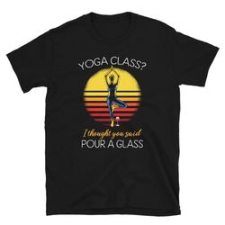 Retro Sunset Yoga Class Pour a Glass Unisex T-Shirt