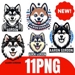 Aaron Gordon pNG, dog PNG file for Cricut, Cute pet face clipart, download, Pomeranian husky breed mix vector printable