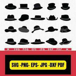 SVG Male Female Hats, Black Silhouettes