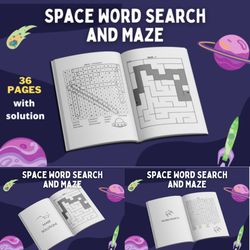 Space Word Search Puzzles and Mazes