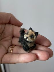 Miniature dog Yorkie puppy York Yorkshire terrier Blythe doll friend 1 to 12 scale tiny toy in walnut shell dollhouse