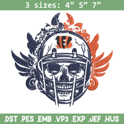 Cincinnati Bengals Skull Helmet embroidery design, Cincinnati Bengals embroidery, NFL embroidery, logo sport embroidery.