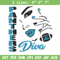 Diva Carolina Panthers embroidery design, Carolina Panthers embroidery, NFL embroidery, logo sport embroidery.