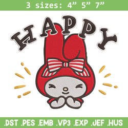 My Melody happy Embroidery Design, Hello kitty Embroidery, Embroidery File, Anime Embroidery, Digital download