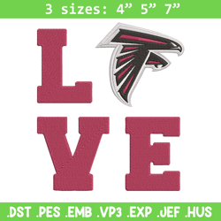 Atlanta Falcons Love embroidery design, Falcons embroidery, NFL embroidery, logo sport embroidery, embroidery design.