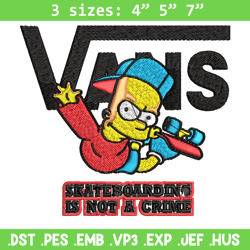 Bart Simpson Vans Embroidery design, Simpson Embroidery, cartoon design, Embroidery File, Instant download.