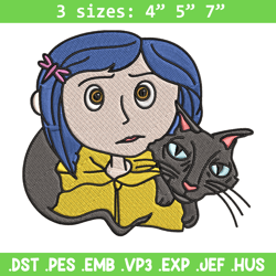 Coraline And Black Cat Embroidery Design, Coraline Embroidery, Embroidery File, Cartoon shirt, Digital download.