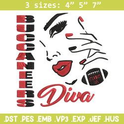 Diva Tampa Bay Buccaneers embroidery design, Tampa Bay Buccaneers embroidery, NFL embroidery, logo sport embroidery.