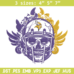 Skull Helmet Minnesota Vikings embroidery design, Minnesota Vikings embroidery, NFL embroidery, Logo sport embroidery. (